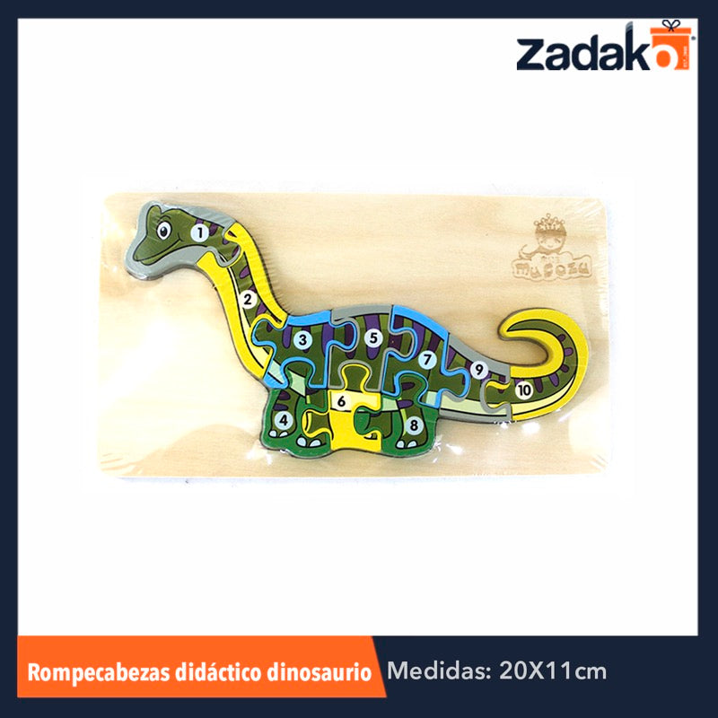 ZP-0699 JUGUETE DE ROMPECABEZAS DIDACTICO TRIDIMENSIONAL DE DINOSAURIO CON NUMEROS DE 19.8X11X1.3CM, CON 1 PZ O CAJA CON 180 PZS