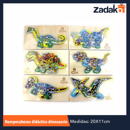 ZP-0699 JUGUETE DE ROMPECABEZAS DIDACTICO TRIDIMENSIONAL DE DINOSAURIO CON NUMEROS DE 19.8x11x1.3 CM CON 1 PZ O CAJA CON 180 PZS