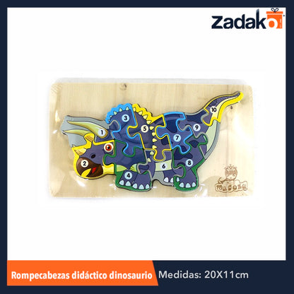 ZP-0699 JUGUETE DE ROMPECABEZAS DIDACTICO TRIDIMENSIONAL DE DINOSAURIO CON NUMEROS DE 19.8x11x1.3 CM CON 1 PZ O CAJA CON 180 PZS