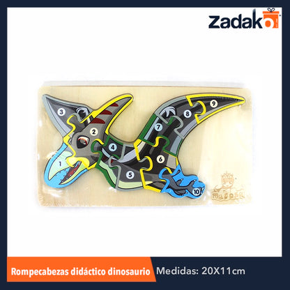 ZP-0699 JUGUETE DE ROMPECABEZAS DIDACTICO TRIDIMENSIONAL DE DINOSAURIO CON NUMEROS DE 19.8x11x1.3 CM CON 1 PZ O CAJA CON 180 PZS