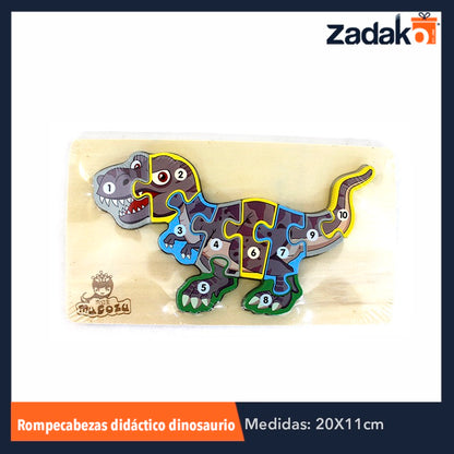 ZP-0699 JUGUETE DE ROMPECABEZAS DIDACTICO TRIDIMENSIONAL DE DINOSAURIO CON NUMEROS DE 19.8x11x1.3 CM CON 1 PZ O CAJA CON 180 PZS