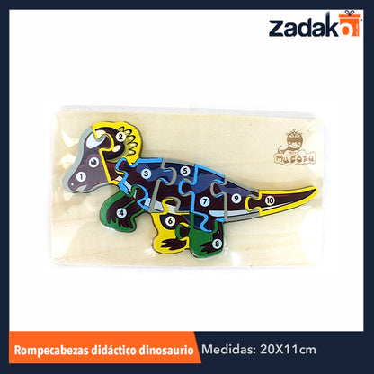 ZP-0699 JUGUETE DE ROMPECABEZAS DIDACTICO TRIDIMENSIONAL DE DINOSAURIO CON NUMEROS DE 19.8x11x1.3 CM CON 1 PZ O CAJA CON 180 PZS