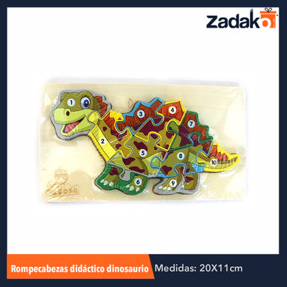 ZP-0699 JUGUETE DE ROMPECABEZAS DIDACTICO TRIDIMENSIONAL DE DINOSAURIO CON NUMEROS DE 19.8x11x1.3 CM CON 1 PZ O CAJA CON 180 PZS
