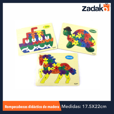 ZJ-0426 TABLERO ROMPECABEZAS DICACTICO PARA APRENDIZAJE DE MADERA DE FIGURAS DE 22x17.5 CM, CON 1 PZ O CAJA CON 320 PZS