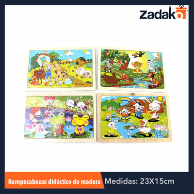 ZJ-0444 TABLERO DE ROMPECABEZAS DE FIGURAS DE MADERA  DE 22.5x15 CM, CON 1 PZ O CAJA CON 300 PZS