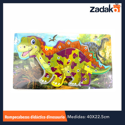 ZP-0700 ROMPECABEZAS DIDACTICO DINOSAURIO DE 22.5x40 CM, CON 1 PZ O CAJA CON 66 PZS