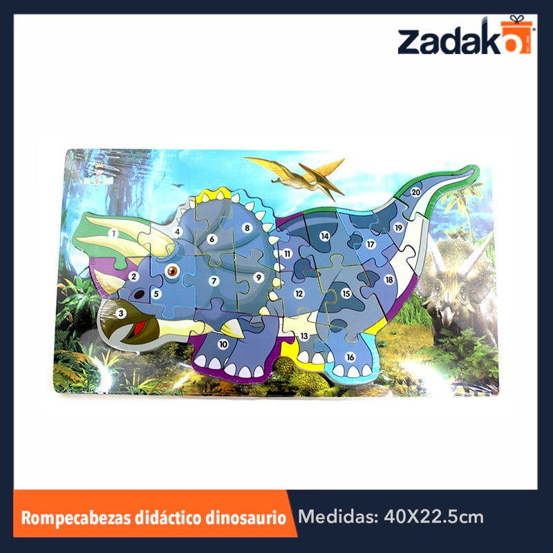 ZP-0700 ROMPECABEZAS DIDACTICO DINOSAURIO  DE 22.5X40CM, CON 1 PZ O CAJA CON 66 PZS