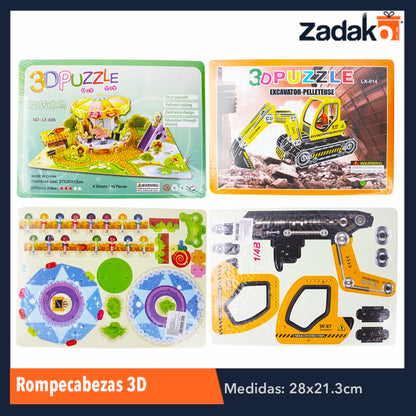 ZJ-0355 J-14-78 ROMPECABEZAS 3D DE FOAMI DE DIFERENTES DISEÑOS, CON 1 PZ O CAJA CON 160 PZS