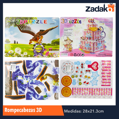 ZJ-0355 J-14-78 ROMPECABEZAS 3D DE FOAMI DE DIFERENTES DISEÑOS, CON 1 PZ O CAJA CON 160 PZS