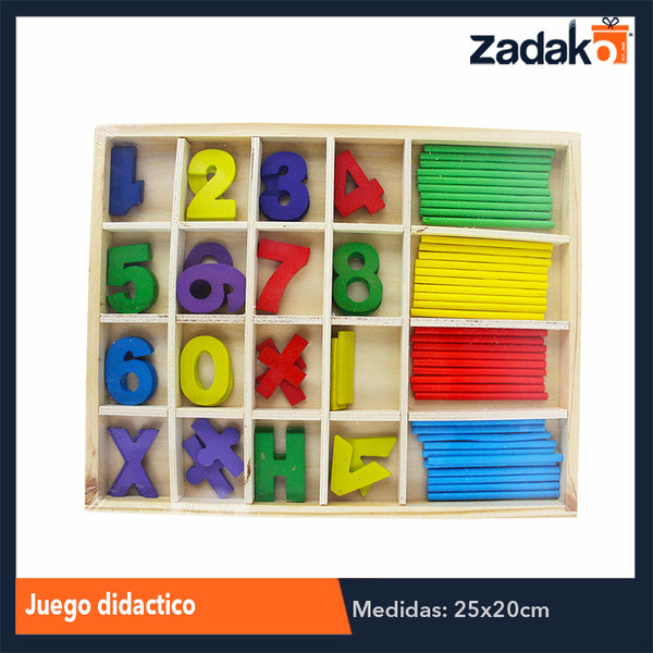ZJ-0991 CAJA DE PALILLOS Y NUMEROS PARA APRENDIZAJE DE MATEMATICAS DE 20x24 CM, CON 1 PZ O CAJA CON 120 PZS