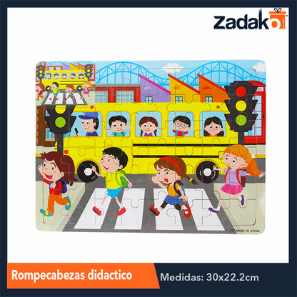 ZJ-1049 ROMPECABEZAS DIDACTICO ANIMADO DE MADERA DE 22.5x30 CM, CON 1 PZ O CAJA CON 200 PZS