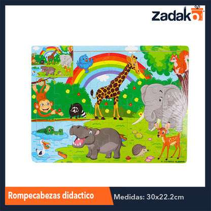 ZJ-1049 ROMPECABEZAS DIDACTICO ANIMADO DE MADERA DE 22.5x30 CM, CON 1 PZ O CAJA CON 200 PZS