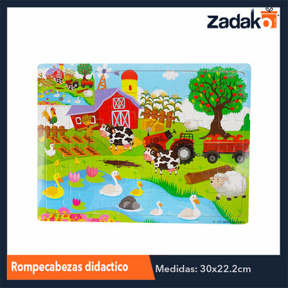 ZJ-1049 ROMPECABEZAS DIDACTICO ANIMADO DE MADERA DE 22.5x30 CM, CON 1 PZ O CAJA CON 200 PZS