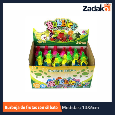 ZJ-0027 BURBUJA FRUTAS C/SILBATO, CON 1 PZ O CAJA CON 288 PZS