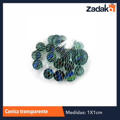 ZJ-0041 CANICAS TRANSPARENTE C/20 PZS, CON 1 PZ O CAJA CON 200 PZS