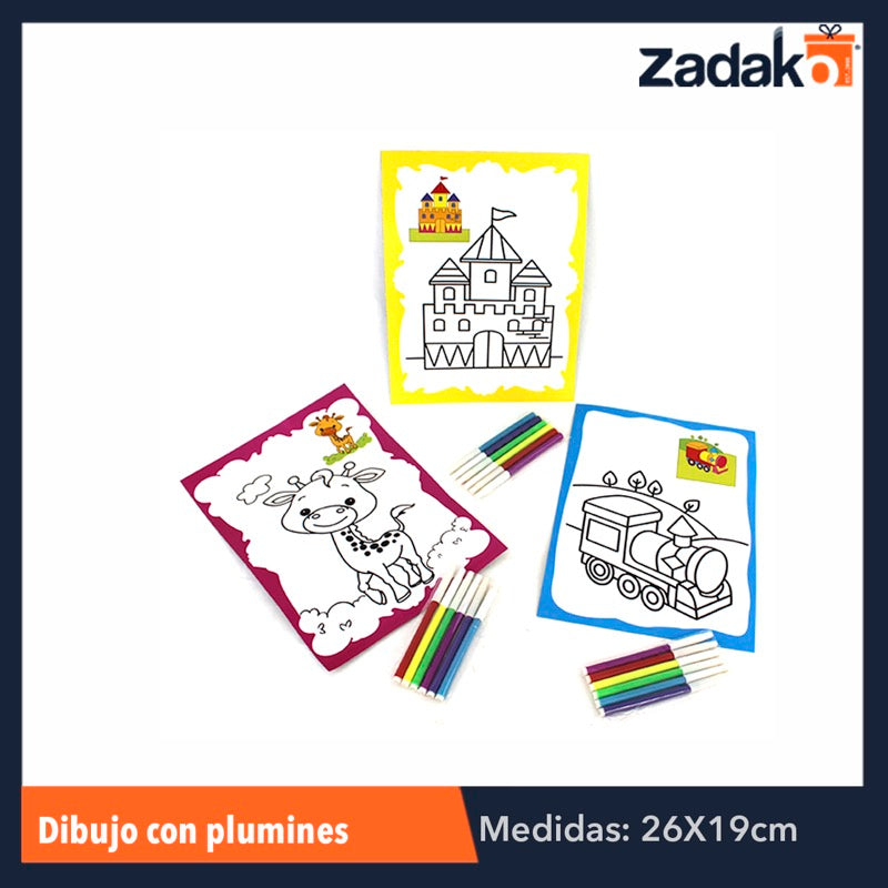 ZJ-0059 DIBUJO C/PLUMIN, CON 10 PZS, O CAJA CON 100 PQTS