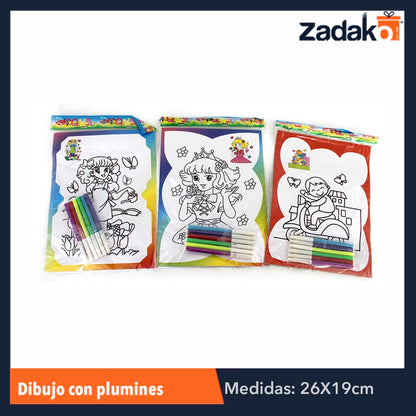 ZJ-0059 DIBUJO CON PLUMIN CON 10 PIEZAS, O CAJA CON 100 PQTS