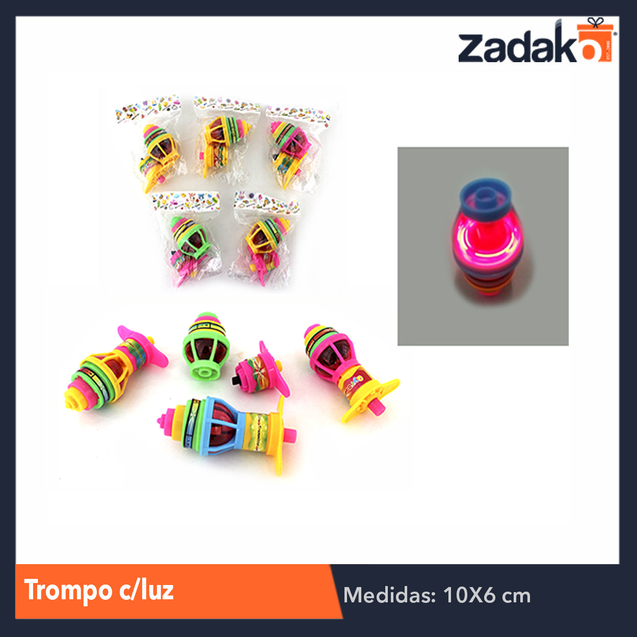 ZJ-0076 TROMPO CON LUZ CON 24 PIEZAS, O CAJA CON 60 PQTS