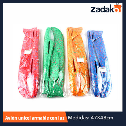 ZJ-0310 AVIÓN DE UNICEL ARMABLE CON LUZ, CON 1 PZ O CAJA CON 120 PZS