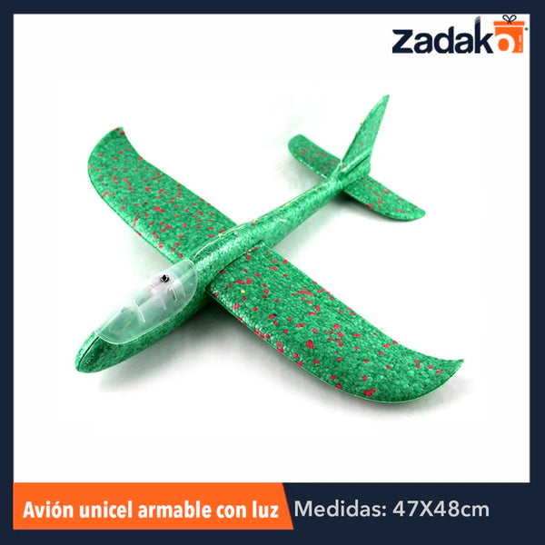 ZJ-0310 AVIÓN DE UNICEL ARMABLE CON LUZ, CON 1 PZ O CAJA CON 120 PZS