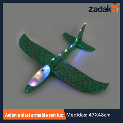 ZJ-0310 AVIÓN DE UNICEL ARMABLE C/LUZ, CON 1 PZ O CAJA CON 120 PZS