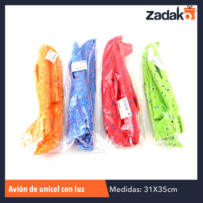 ZJ-0311 AVIÓN DE UNICEL ARMABLE CON LUZ, CON 1 PZ O CAJA CON 200 PZS