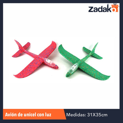 ZJ-0311 AVIÓN DE UNICEL ARMABLE CON LUZ, CON 1 PZ O CAJA CON 200 PZS