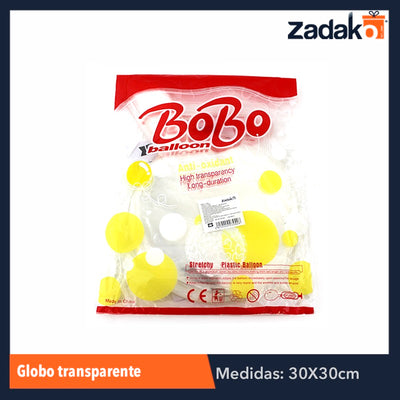 ZJ-0508 GLOBO TRANSPARENTE, CON 50 PZS, O CAJA CON 50 PQTS