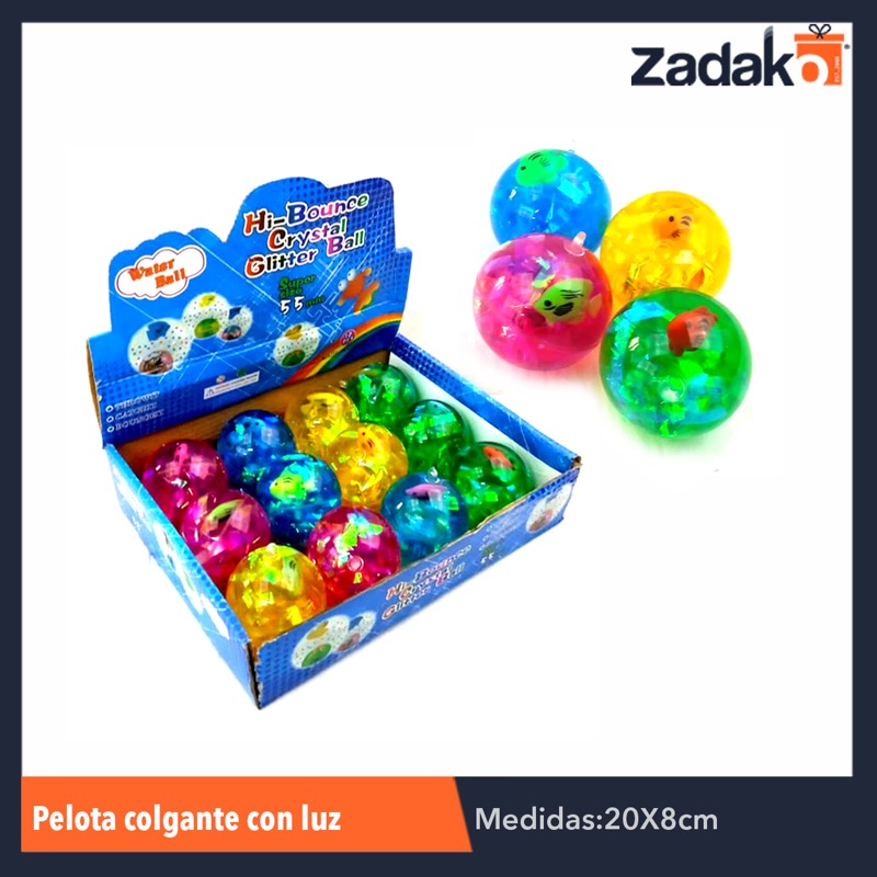 ZJ-0665 PELOTA COLGANTE CON LUZ 5.5 CM, CON 12 PZS, O CAJA CON 16 PQTS