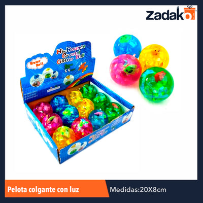 ZJ-0665 PELOTA COLGANTE CON LUZ 5.5 CM, CON 12 PZS, O CAJA CON 16 PQTS