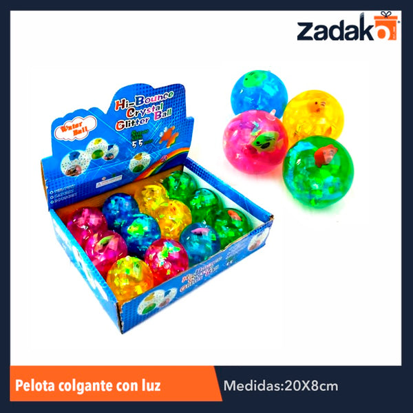 ZJ-0665 PELOTA COLGANTE CON LUZ 5.5 CM, CON 12 PZS, O CAJA CON 16 PQTS