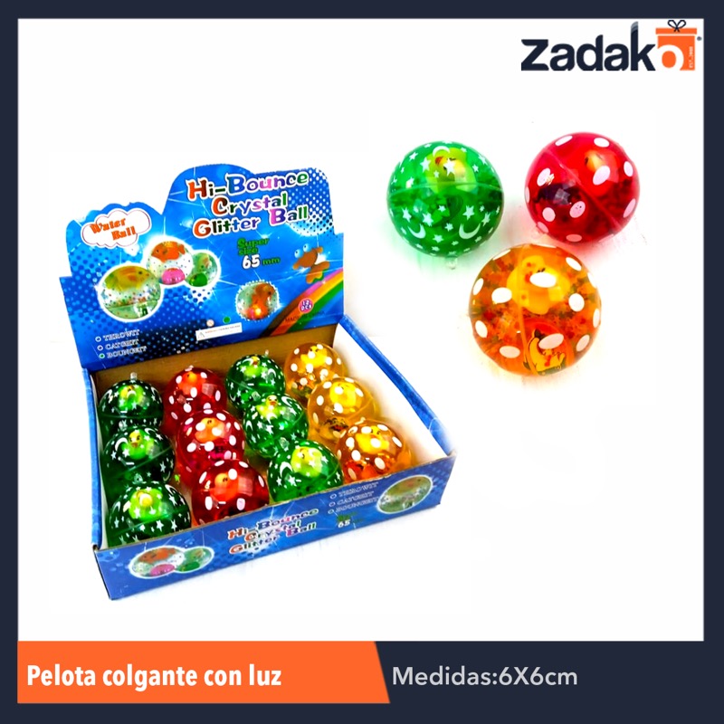 ZJ-0666 PELOTA COLGANTE C/LUZ 6.5 CM, CON 12 PZS, O CAJA CON 12 PQTS