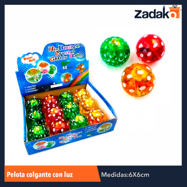 ZJ-0666 PELOTA COLGANTE CON LUZ 6.5 CM CON 12 PIEZAS, O CAJA CON 12 PQTS