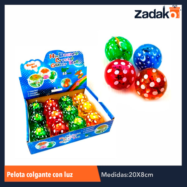 ZJ-0667 PELOTA COLGANTE CON LUZ 6.5 CM CON 12 PZS, O CAJA CON 12 PQTS