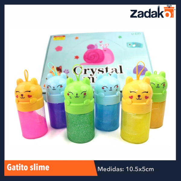 ZJ-0700 GATITO SLIME CON GLITTER CON 12 PIEZAS, O CAJA CON 16 PQTS