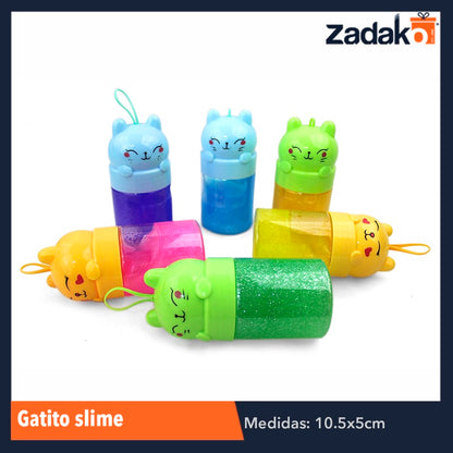 ZJ-0700 GATITO SLIME CON GLITTER CON 12 PIEZAS, O CAJA CON 16 PQTS