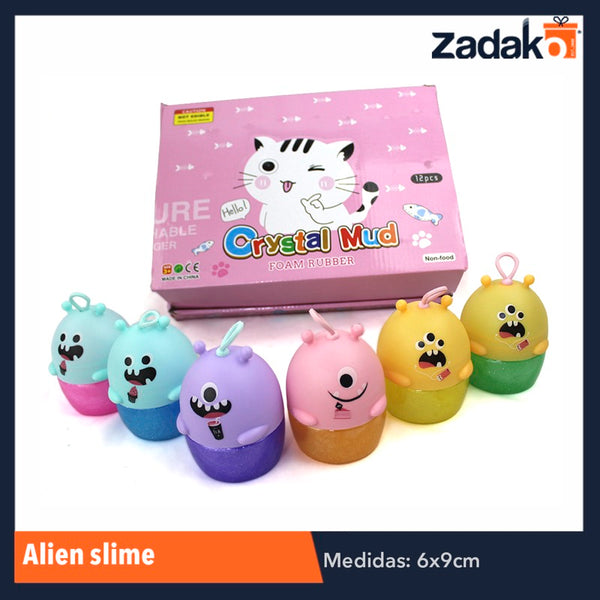 ZJ-0701 ALIEN SLIME CON GLITTER CON 12 PIEZAS, O CAJA CON 12 PQTS