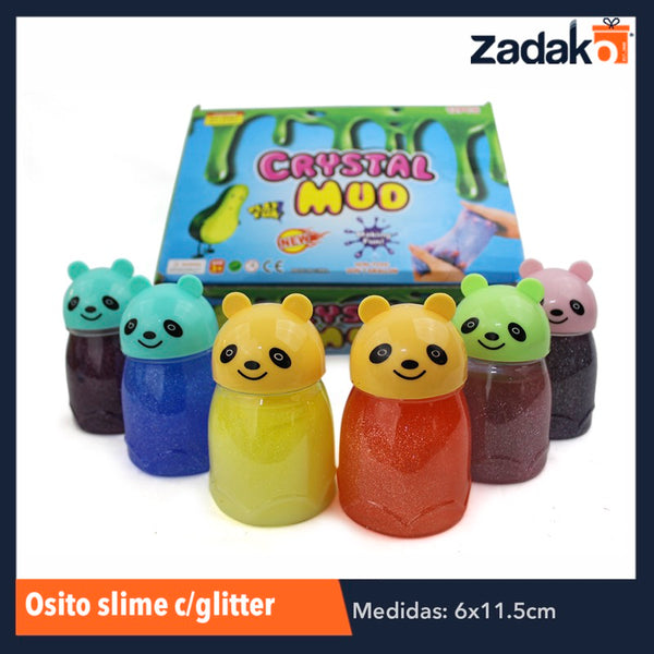 ZJ-0703 OSITO SLIME CON GLITTER CON 12 PIEZAS, O CAJA CON 12 PQTS