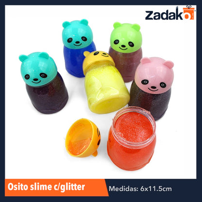 ZJ-0703 OSITO SLIME CON GLITTER CON 12 PIEZAS, O CAJA CON 12 PQTS