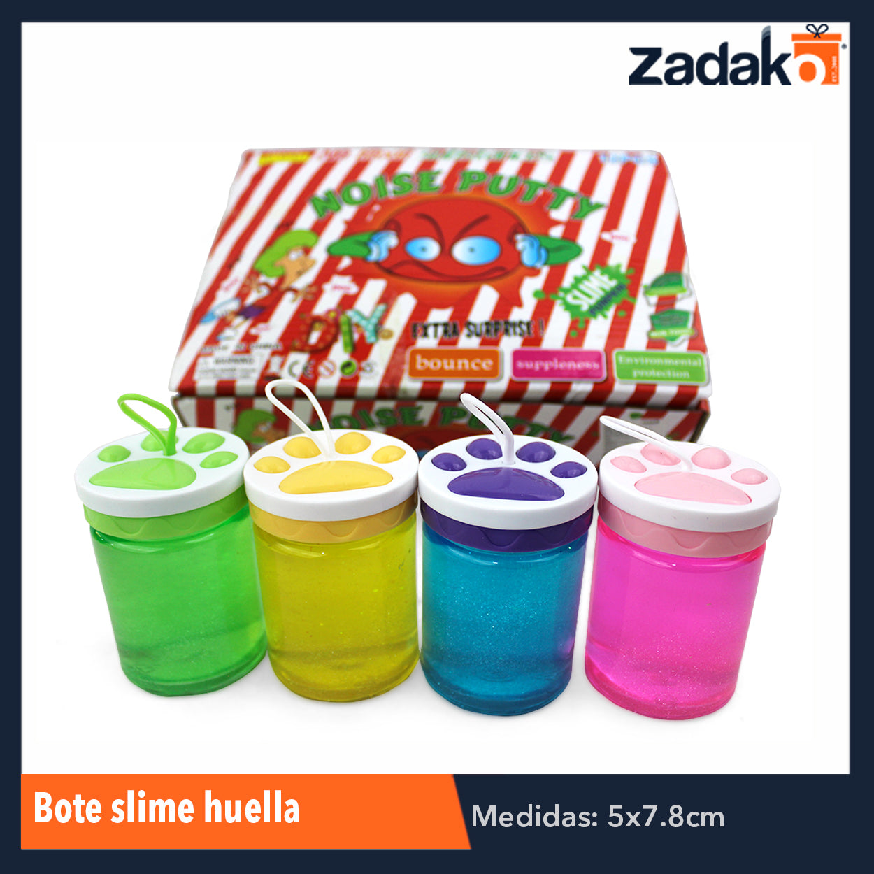 ZJ-0709 BOTE SLIME HUELLA CON 12 PIEZAS, O CAJA CON 20 PQTS