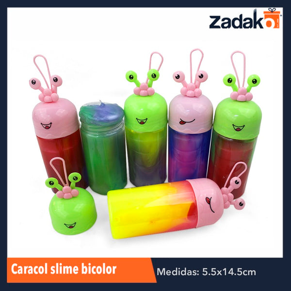 ZJ-0710 CARACOL SLIME BICOLOR CON 6 PZS, O CAJA CON 18 PQTS