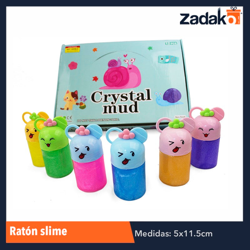 ZJ-0714 RATON SLIME C/GLITTER, CON 12 PZS, O CAJA CON 16 PQTS