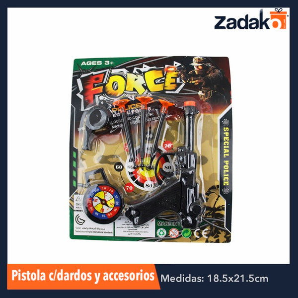 ZJ-0739 PISTOLA CON DARDOS Y ACCESORIOS, CON 1 PZ O CAJA CON 480 PZS