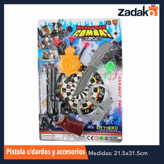 ZJ-0741 PISTOLA CON DARDOS Y ACCESORIOS, CON 1 PZ O CAJA CON 288 PZS