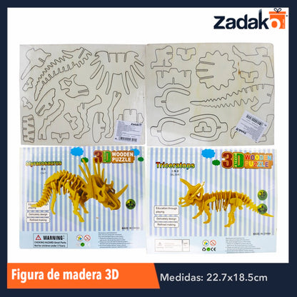 ZP-0701 FIGURA DE MADERA ARMABLE 3D, CON 1 PZ O CAJA CON 144 PZS