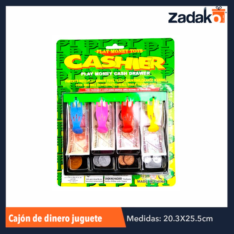 ZJN-0696 / ZJ-0696 BLISTER DE CAJON DE DINERO DE JUGUETE CON BILLETES Y MONEDAS, CON 1 PZ O CAJA CON 288 PZS