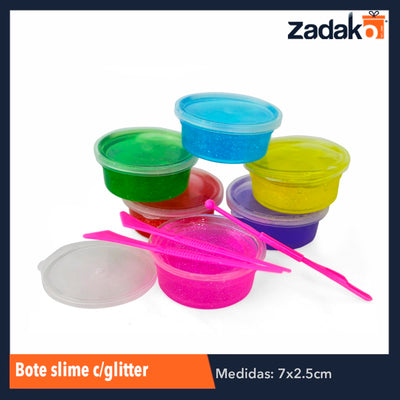 ZJ-1113 BOTE SLIME C/GRITTER, CON 6 PZS, O CAJA CON 96 PQTS