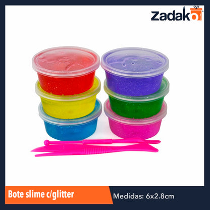ZJ-1112 BOTE SLIME CON GRITTER CON 12 PIEZAS, O CAJA CON 48 PQTS