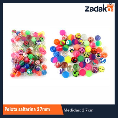 ZJ-0535 PELOTA SALTARINA 27MM, CON 100 PZS, O CAJA CON 20 PQTS