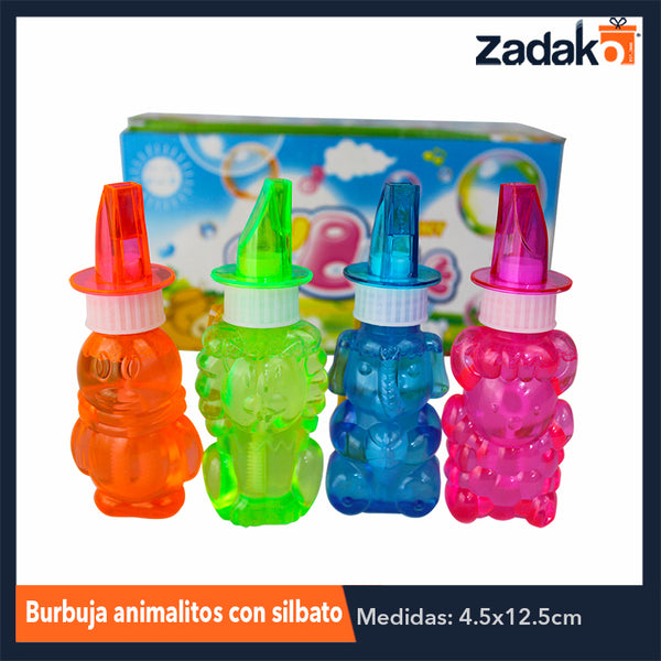 ZJ-0932 BURBUJA ANIMALITOS CON SILBATO CON 24 PZS, O CAJA CON 12 PQTS